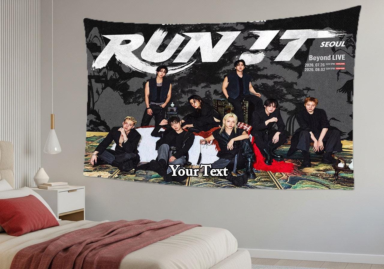 Stray Kids Hanging Tapestry | Run It | Personalized Wall Art | Polyester Fabric | Ship Flag Banner
