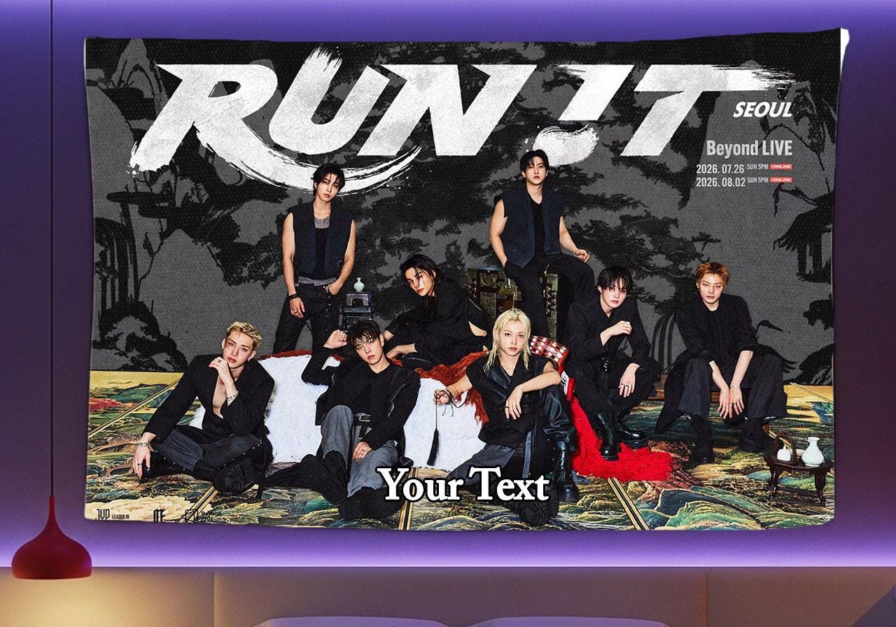 Stray Kids Hanging Tapestry | Run It | Personalized Wall Art | Polyester Fabric | Ship Flag Banner