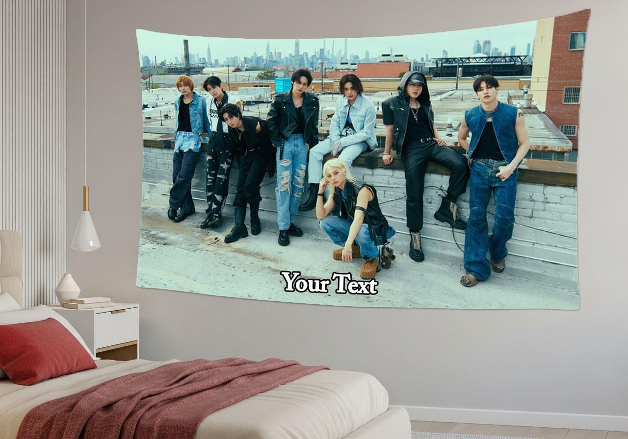 Stray Kids Hanging Tapestry | Run It | Personalized Wall Art | Polyester Fabric | Ship Flag Banner