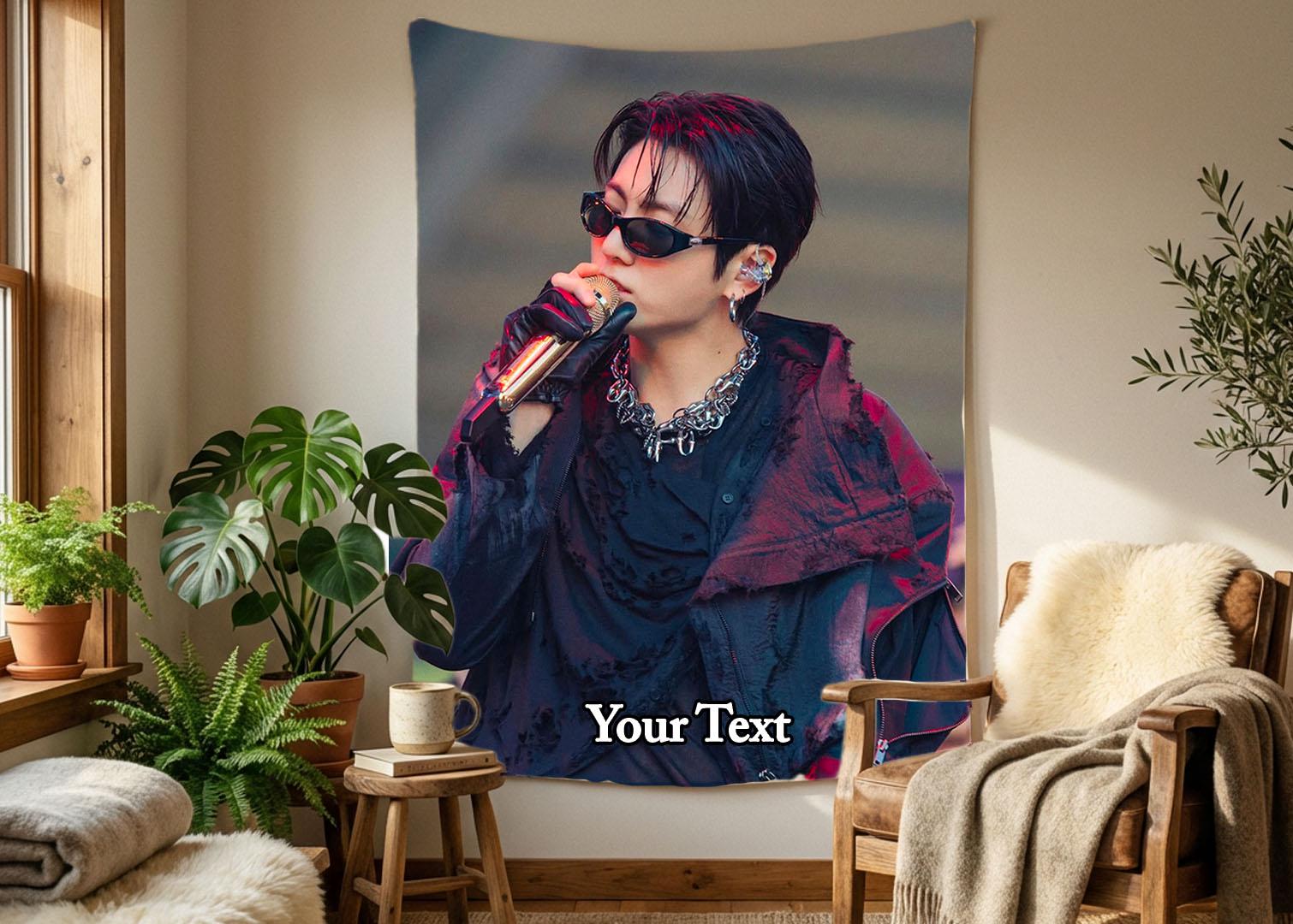 Jungkook Hanging Tapestry | Bantan Boys | Personalized Wall Art | Polyester Fabric | Ship Flag Banner