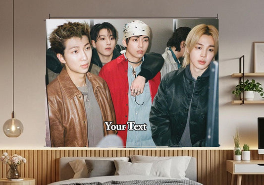 Bangtan Hanging Tapestry | BTS | Personalized Wall Art | Polyester Fabric | Ship Flag Banner