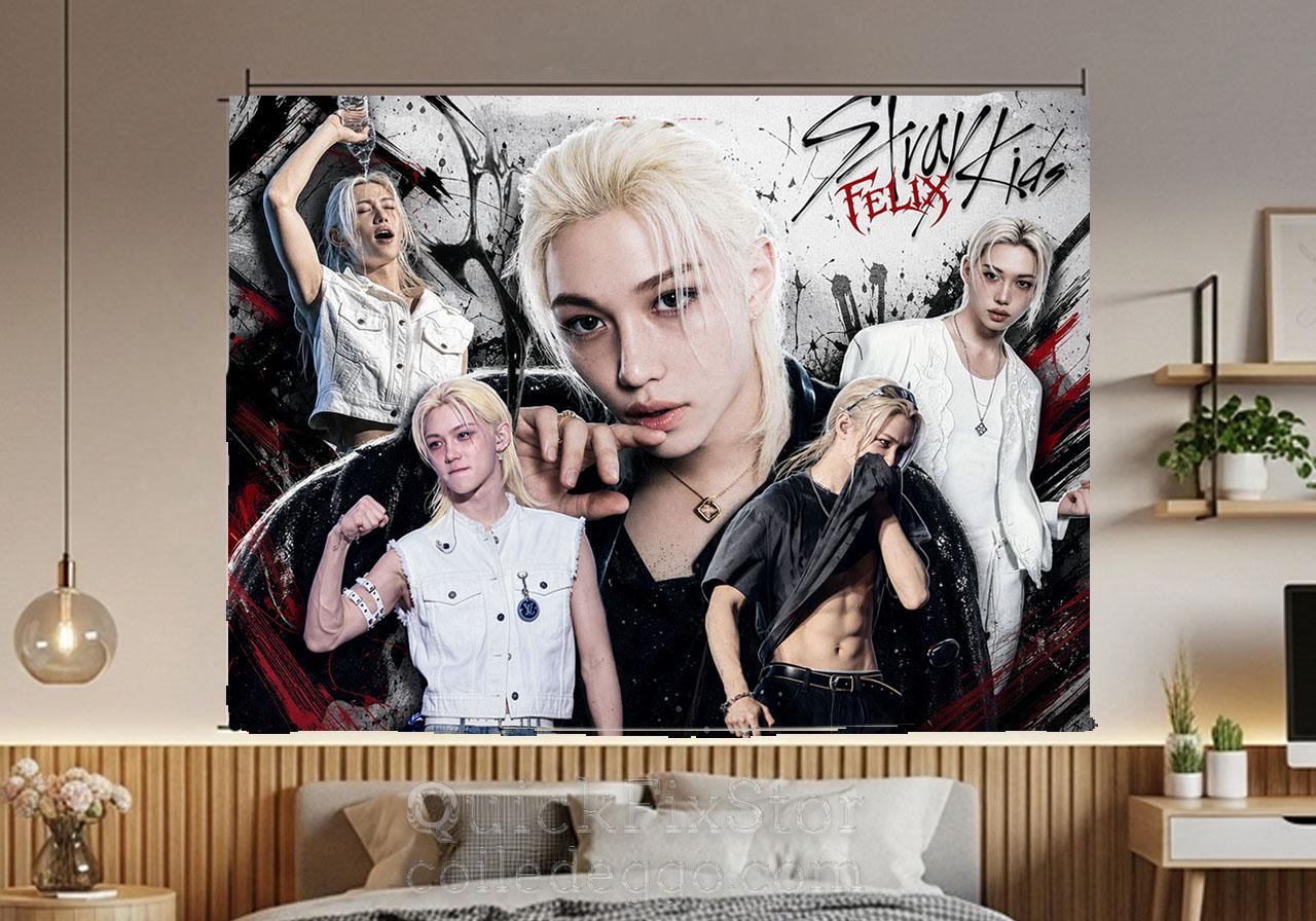 Felix Hanging Tapestry | Stray Kids | Personalized Wall Art | Polyester Fabric | Ship Flag Banner