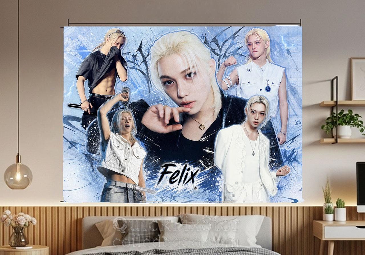 Felix Hanging Tapestry | Stray Kids | Personalized Wall Art | Polyester Fabric | Ship Flag Banner