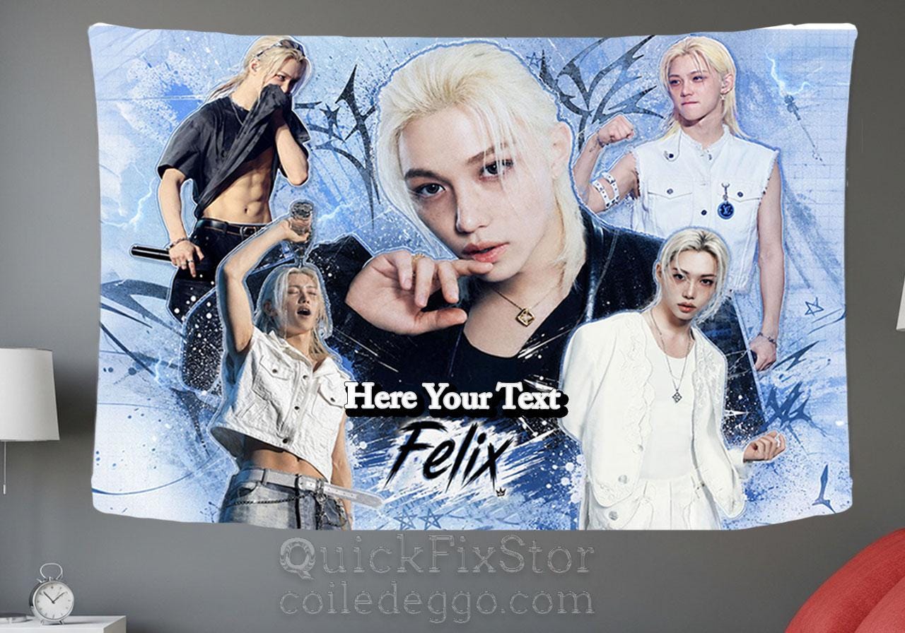 Felix Hanging Tapestry | Stray Kids | Personalized Wall Art | Polyester Fabric | Ship Flag Banner