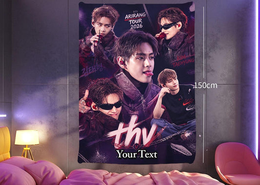 Taehyung Hanging Tapestry | Bantan Boys | Personalized Wall Art | Polyester Fabric | Ship Flag Banner