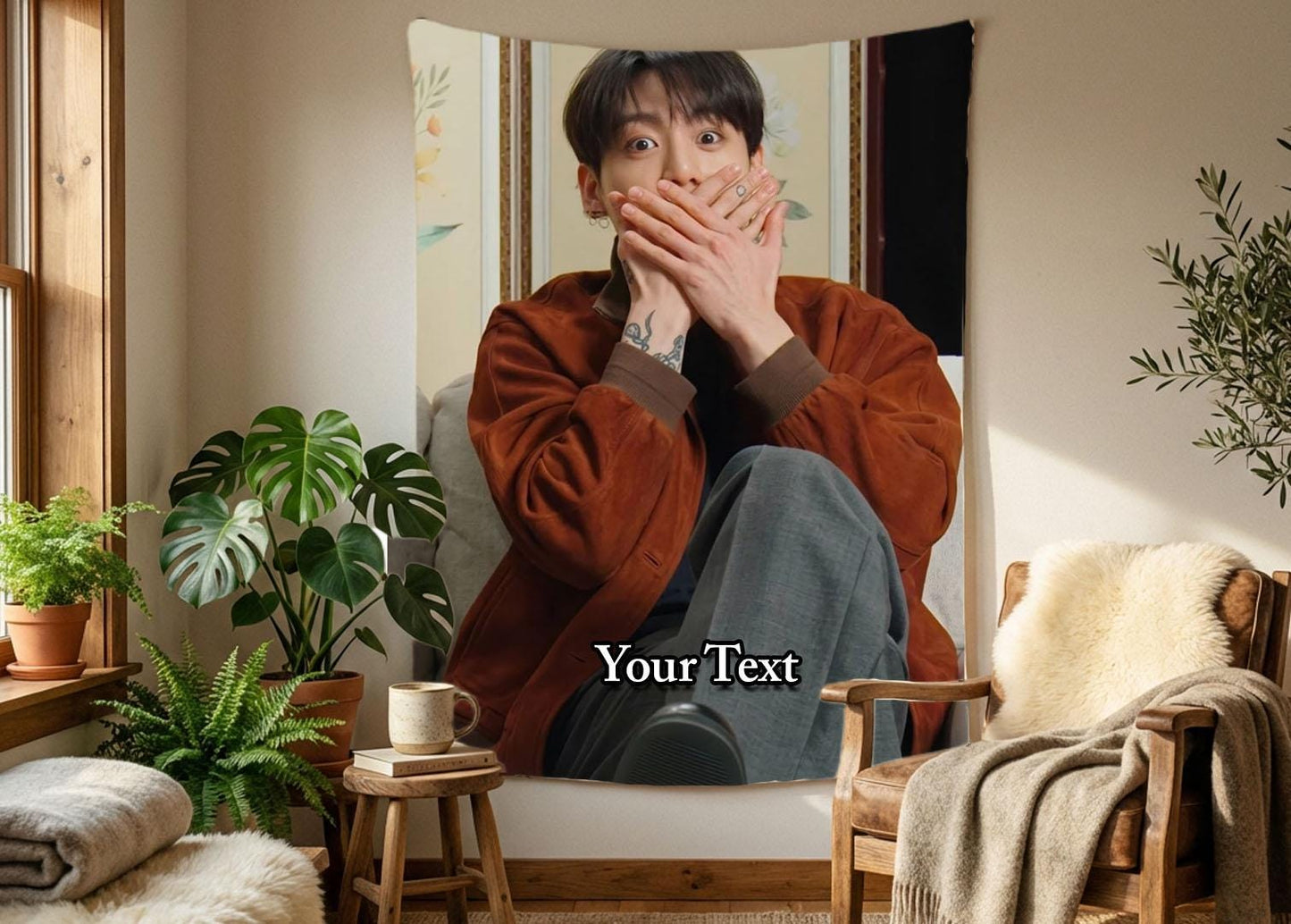 Jungkook Hanging Tapestry | Bantan Boys | Personalized Wall Art | Polyester Fabric | Ship Flag Banner
