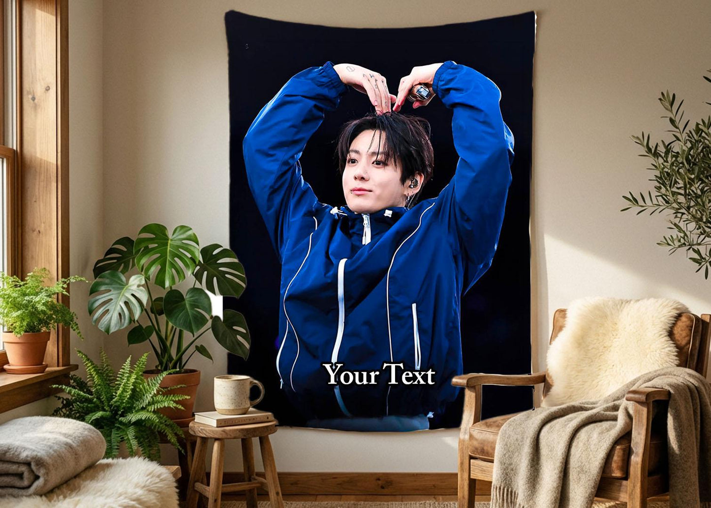 Jungkook Hanging Tapestry | Bantan Boys | Personalized Wall Art | Polyester Fabric | Ship Flag Banner
