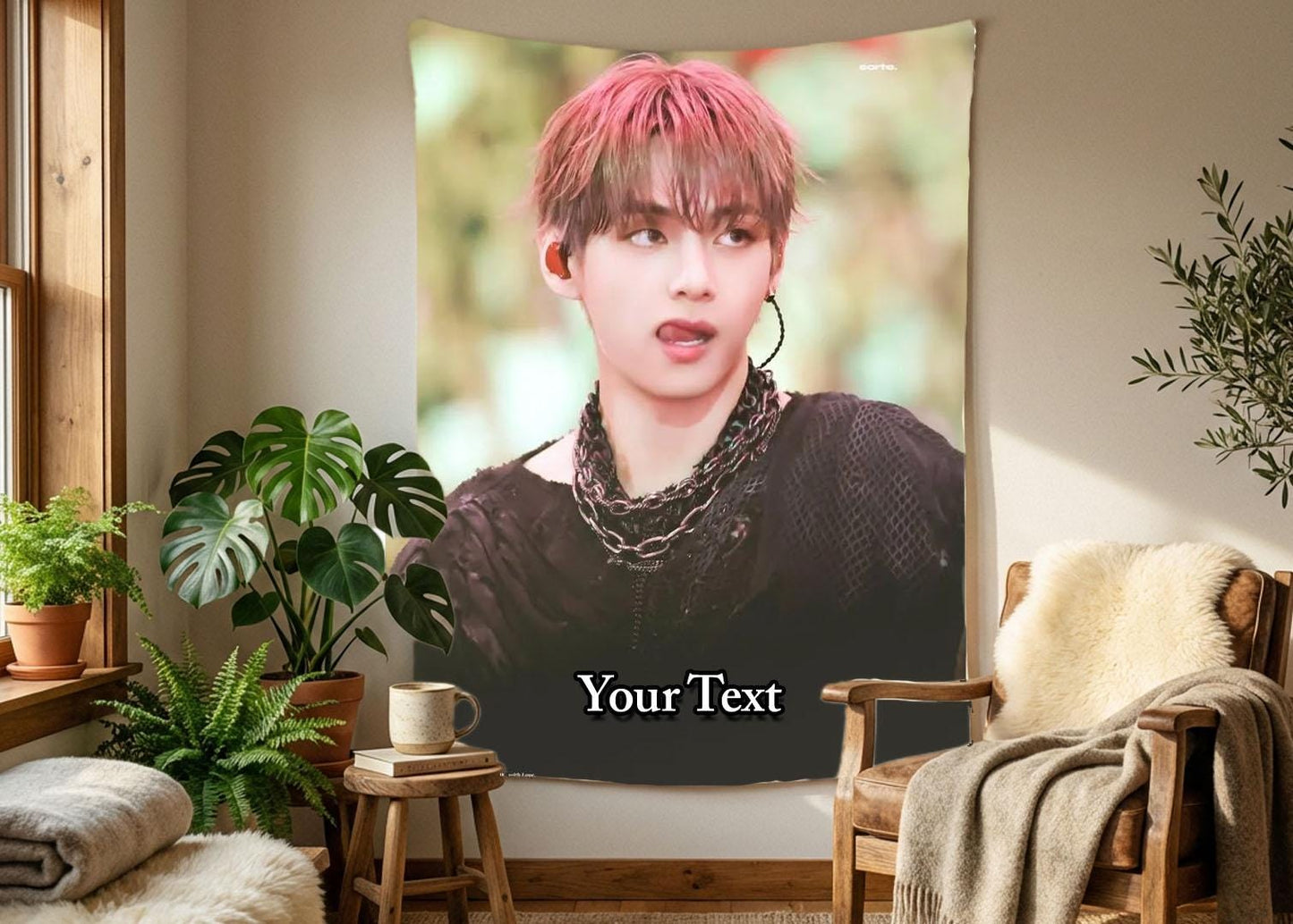 Taehyung Hanging Tapestry | Bantan Boys | Personalized Wall Art | Polyester Fabric | Ship Flag Banner