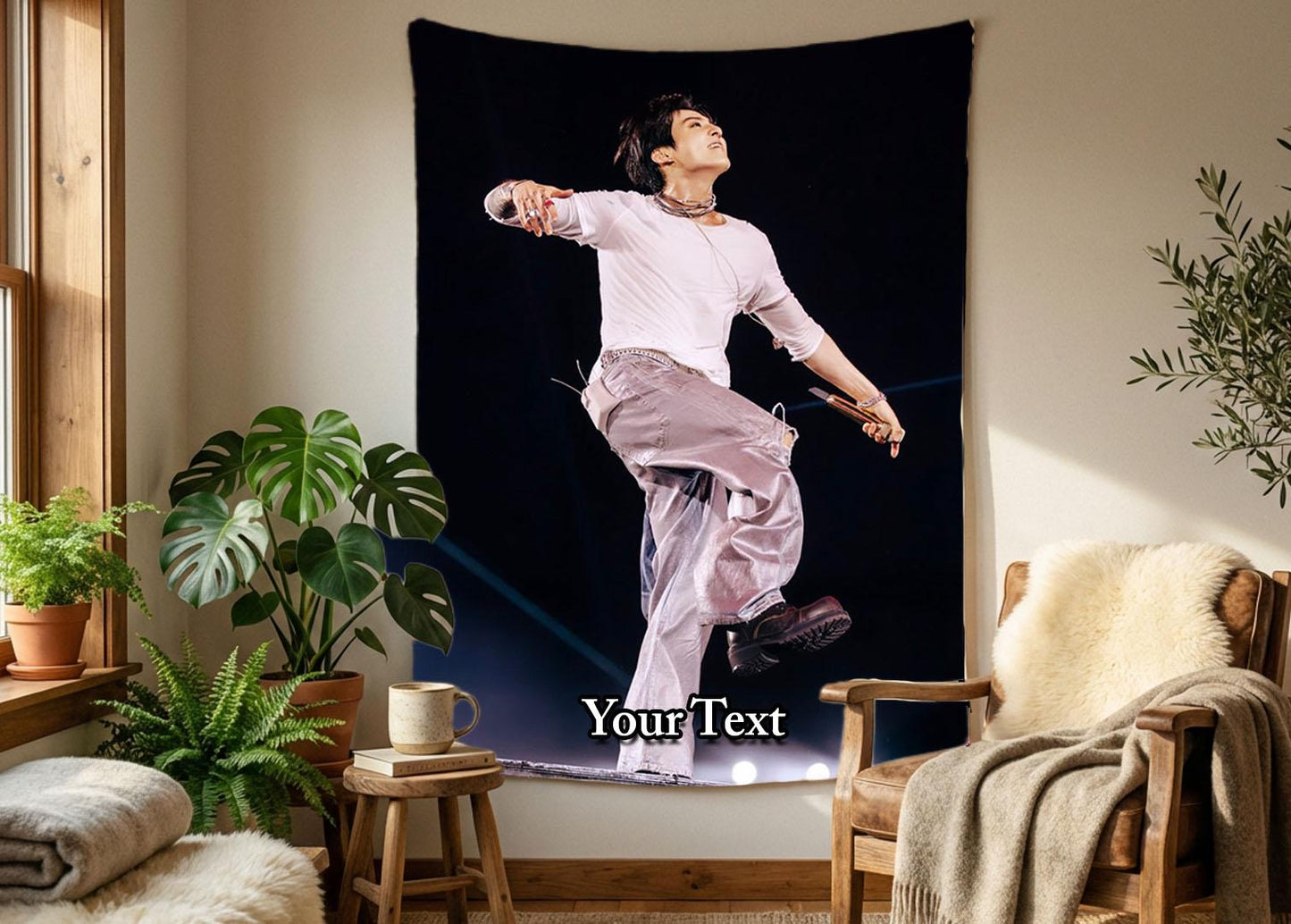 Jungkook Hanging Tapestry | Bantan Boys | Personalized Wall Art | Polyester Fabric | Ship Flag Banner