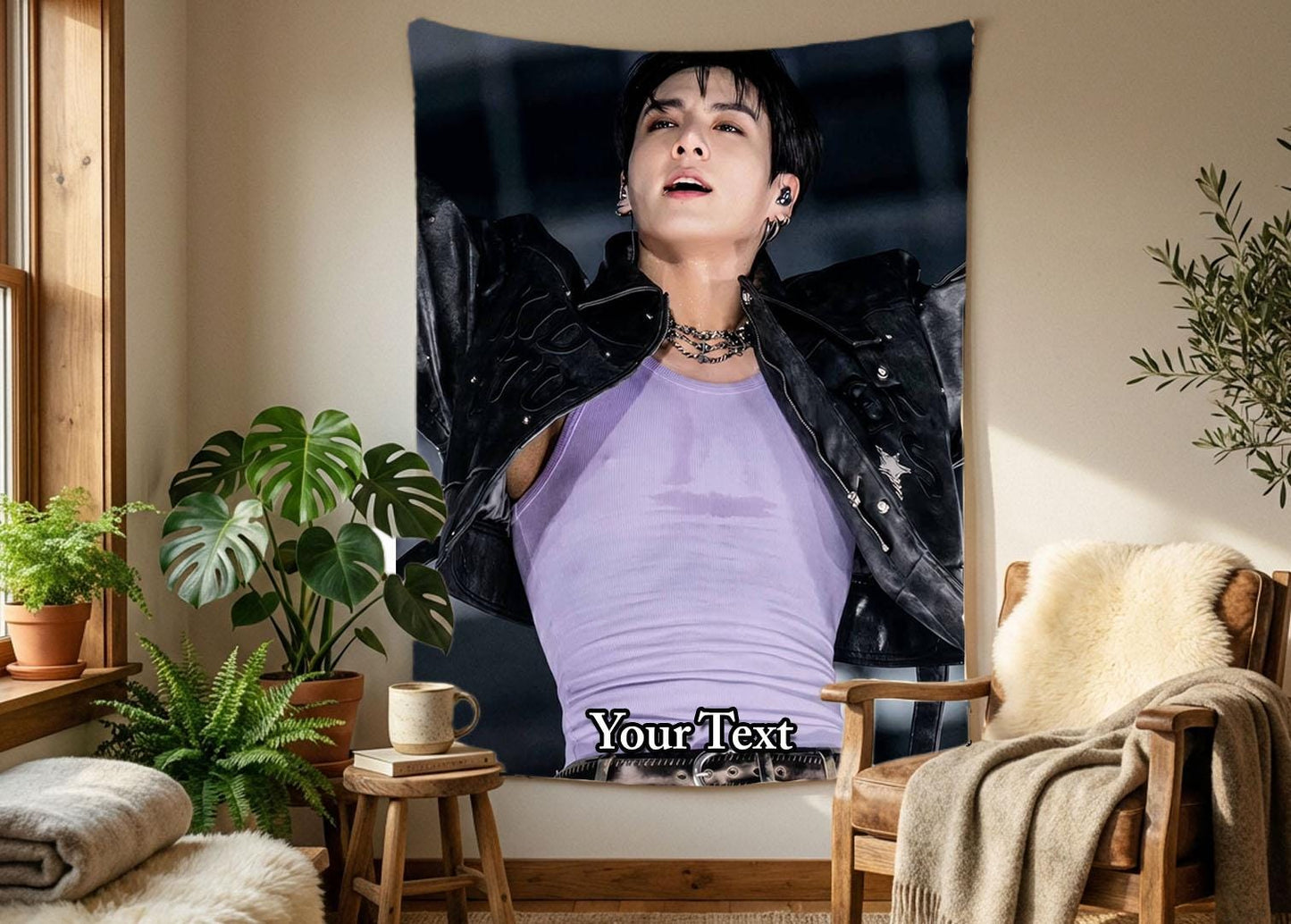 Jungkook Hanging Tapestry | Bantan Boys | Personalized Wall Art | Polyester Fabric | Ship Flag Banner