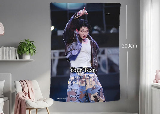 Jungkook Hanging Tapestry | Bantan Boys | Personalized Wall Art | Polyester Fabric | Ship Flag Banner