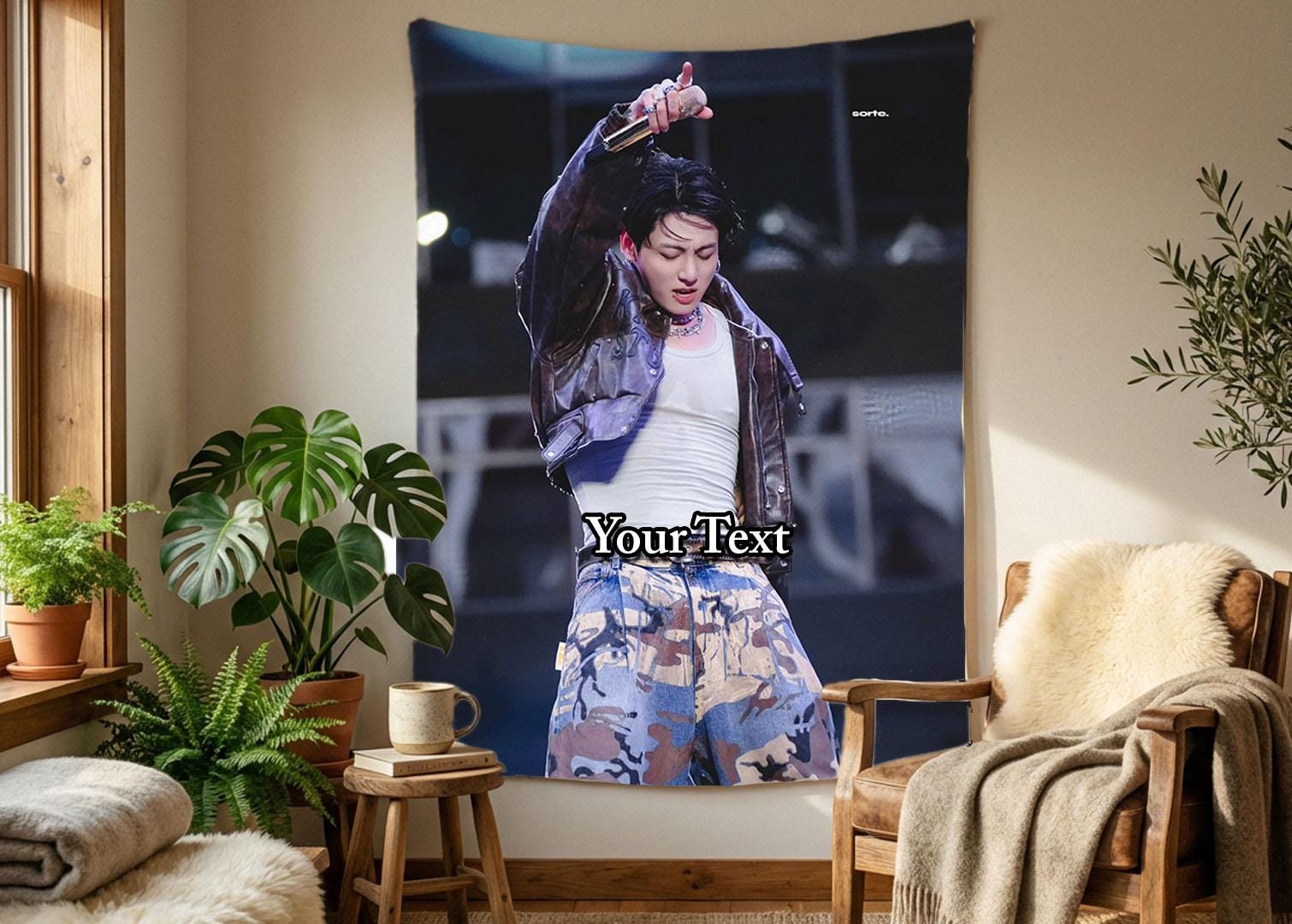 Jungkook Hanging Tapestry | Bantan Boys | Personalized Wall Art | Polyester Fabric | Ship Flag Banner