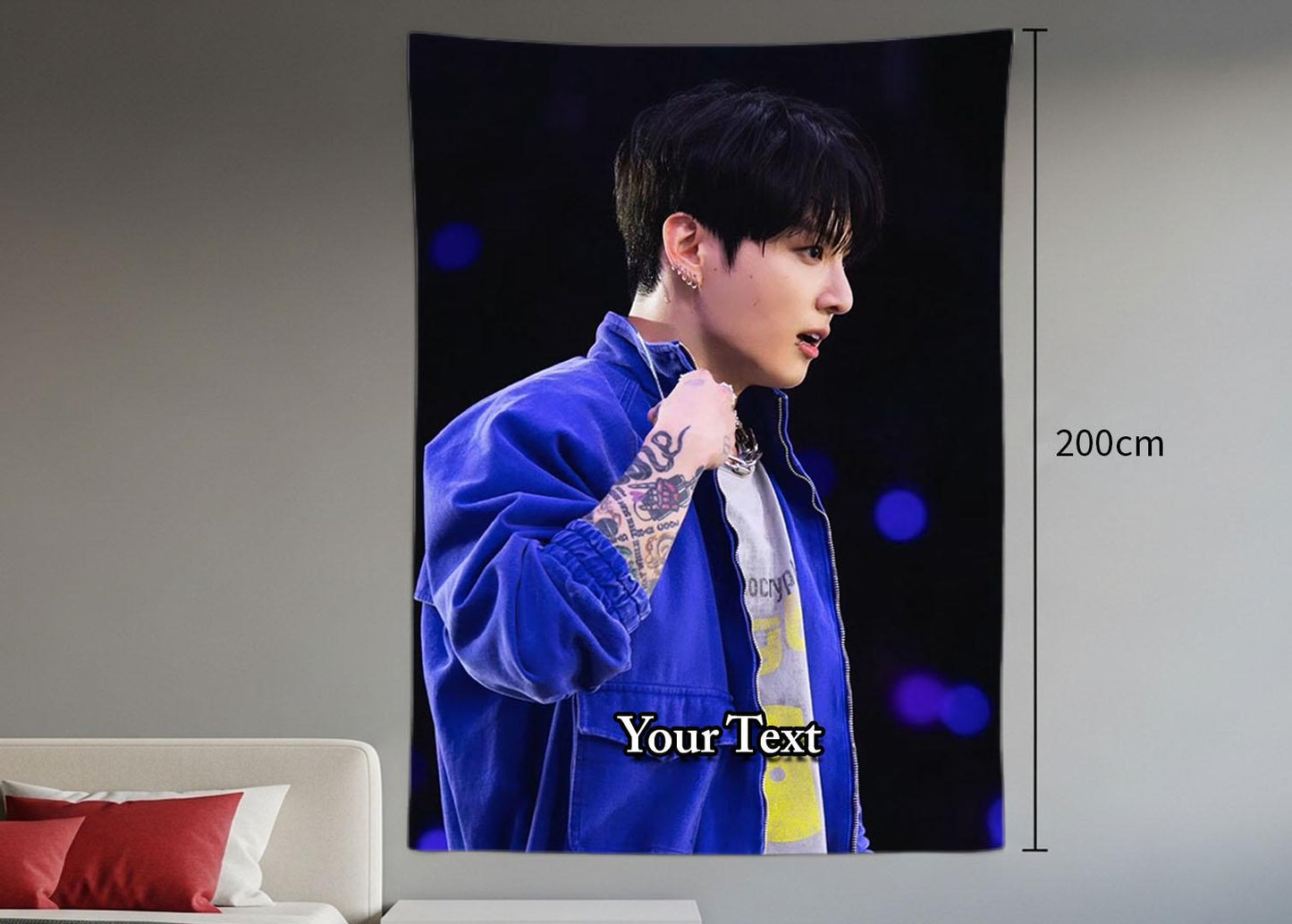 Jungkook Hanging Tapestry | Bantan Boys | Personalized Wall Art | Polyester Fabric | Ship Flag Banner