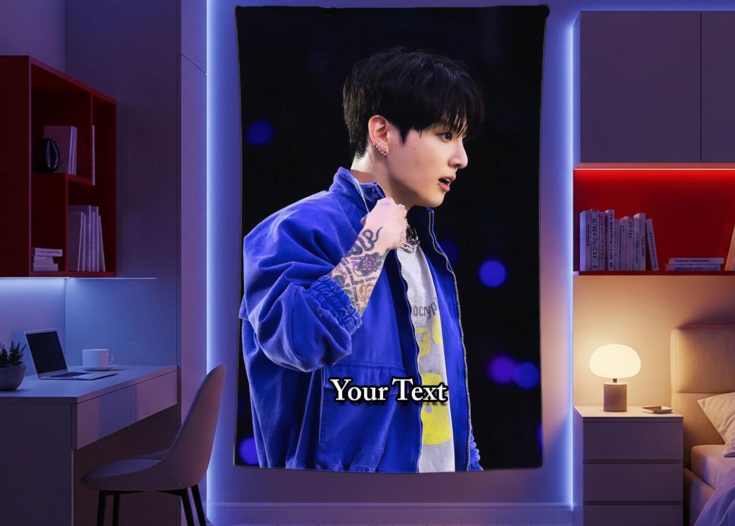 Jungkook Hanging Tapestry | Bantan Boys | Personalized Wall Art | Polyester Fabric | Ship Flag Banner
