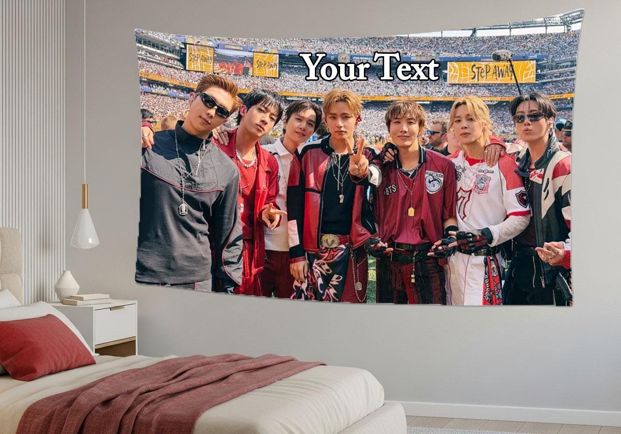 Bangtan Hanging Tapestry | FIFA BTS | Personalized Wall Art | Polyester Fabric | Ship Flag Banner