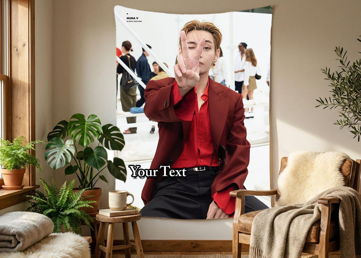 Taehyung Hanging Tapestry | Bantan Boys | Personalized Wall Art | Polyester Fabric | Ship Flag Banner
