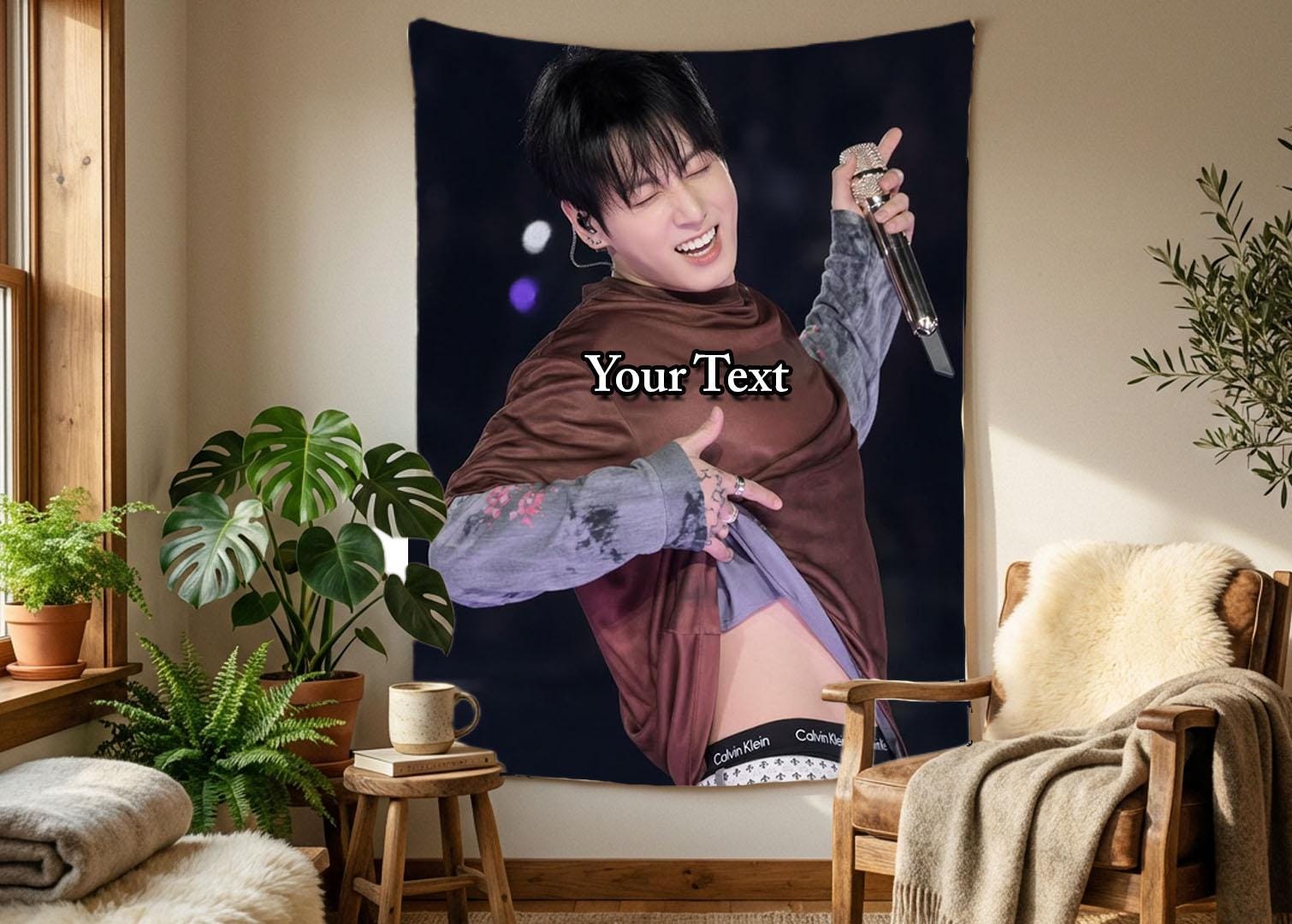 Jungkook Hanging Tapestry | Bantan Boys | Personalized Wall Art | Polyester Fabric | Ship Flag Banner