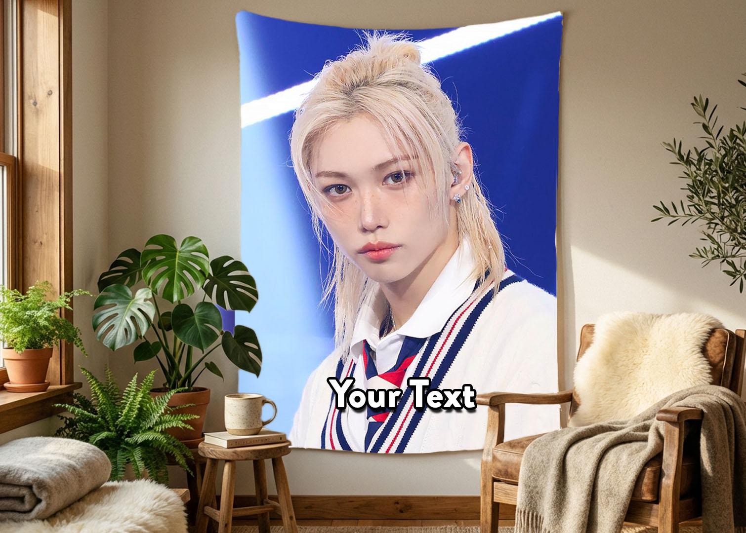 Felix Hanging Tapestry | Stray Kids | Personalized Wall Art | Polyester Fabric | Ship Flag Banner