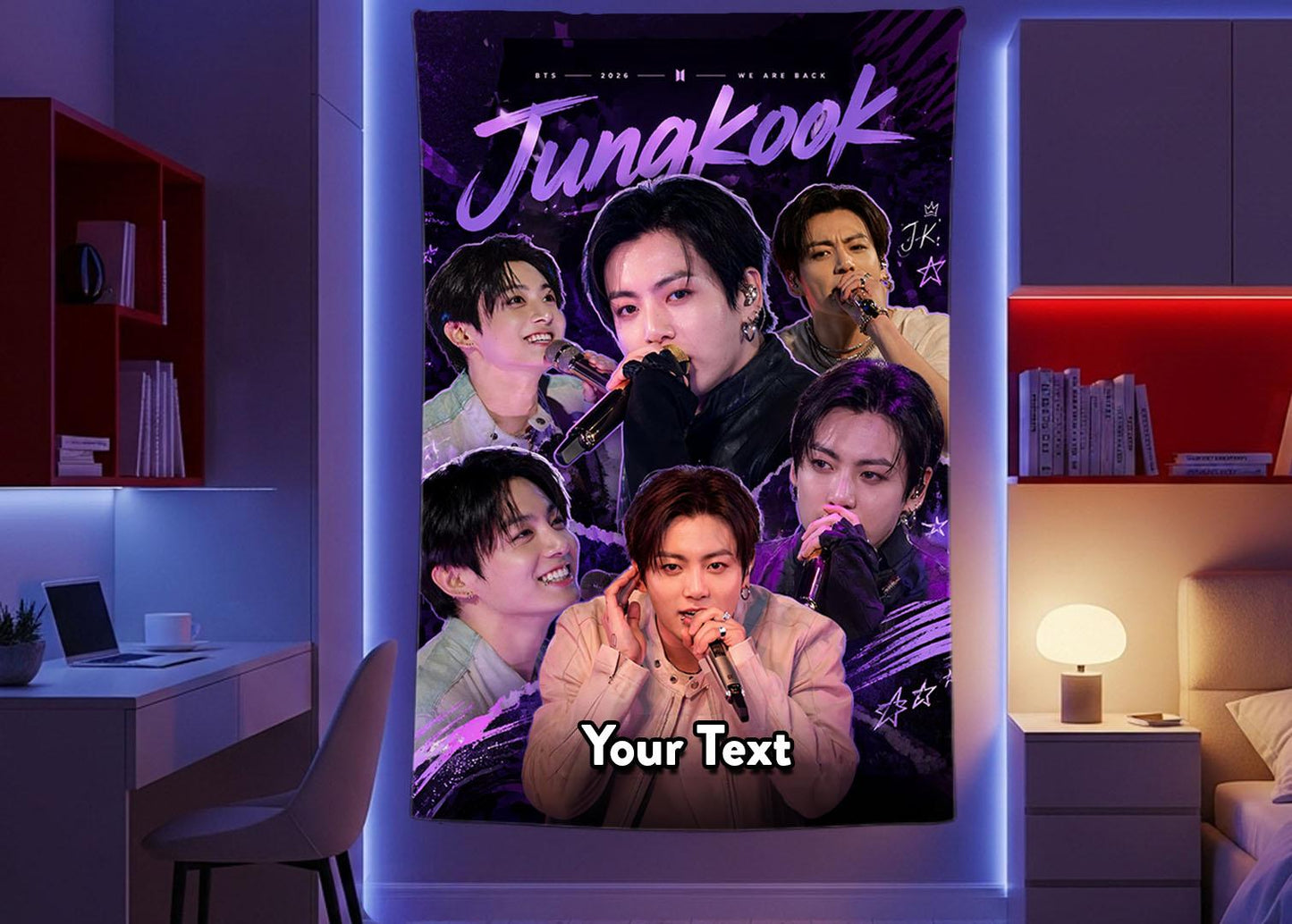 Jungkook Hanging Tapestry | Bantan Boys | Personalized Wall Art | Polyester Fabric | Ship Flag Banner