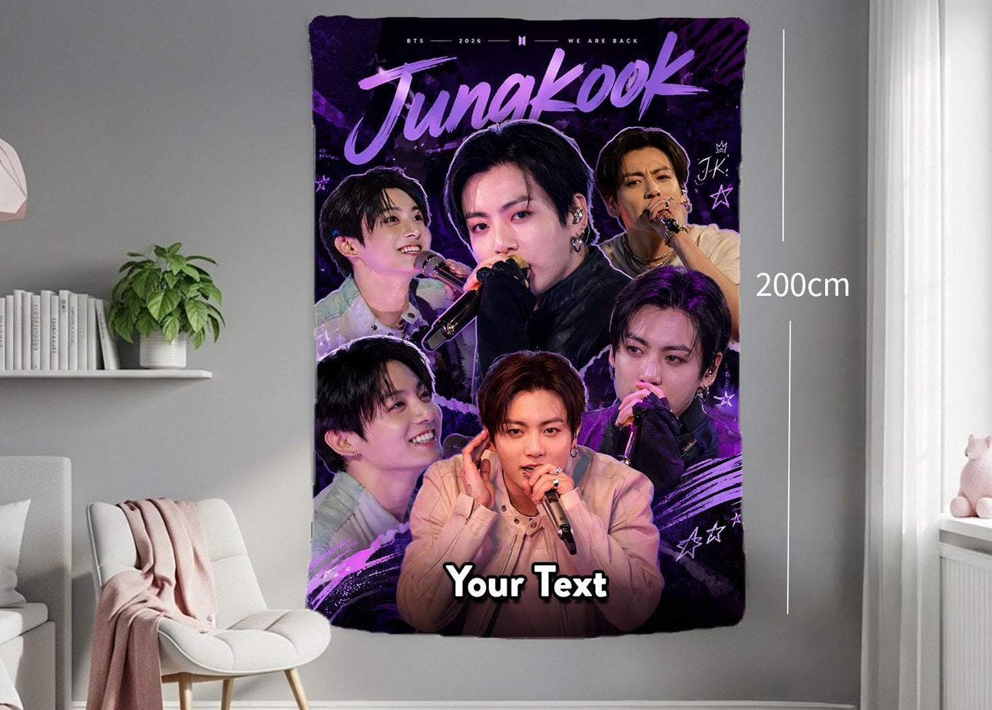Jungkook Hanging Tapestry | Bantan Boys | Personalized Wall Art | Polyester Fabric | Ship Flag Banner