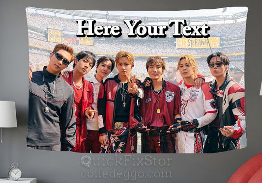 Bangtan Hanging Tapestry | FIFA BTS | Personalized Wall Art | Polyester Fabric | Ship Flag Banner