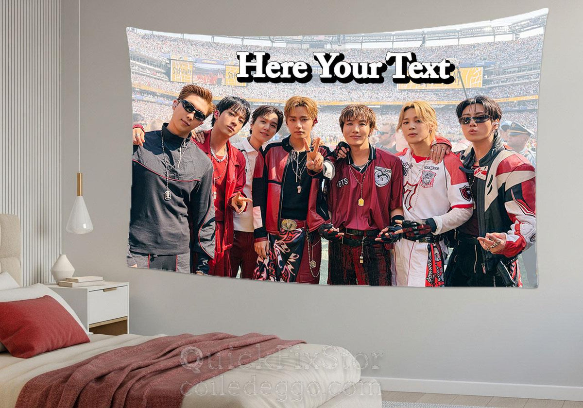 Bangtan Hanging Tapestry | FIFA BTS | Personalized Wall Art | Polyester Fabric | Ship Flag Banner