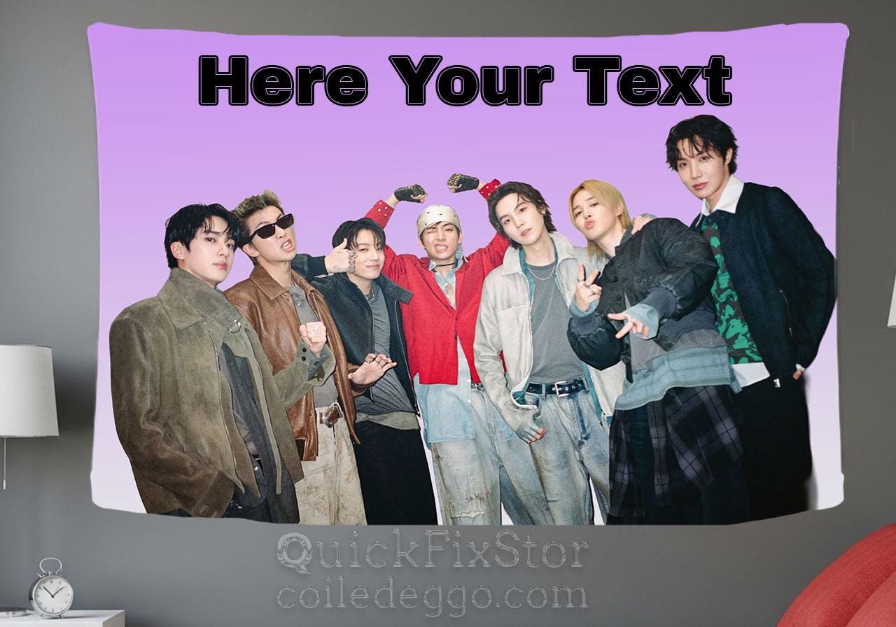 Bangtan Hanging Tapestry | Bantan Boys | Personalized Wall Art | Polyester Fabric | Ship Flag Banner