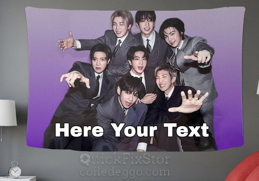 Bangtan Hanging Tapestry | Bantan Boys | Personalized Wall Art | Polyester Fabric | Ship Flag Banner