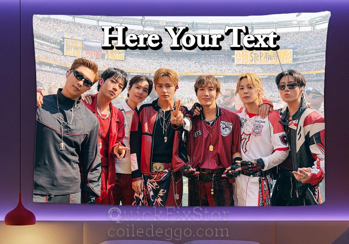 Bangtan Hanging Tapestry | FIFA BTS | Personalized Wall Art | Polyester Fabric | Ship Flag Banner