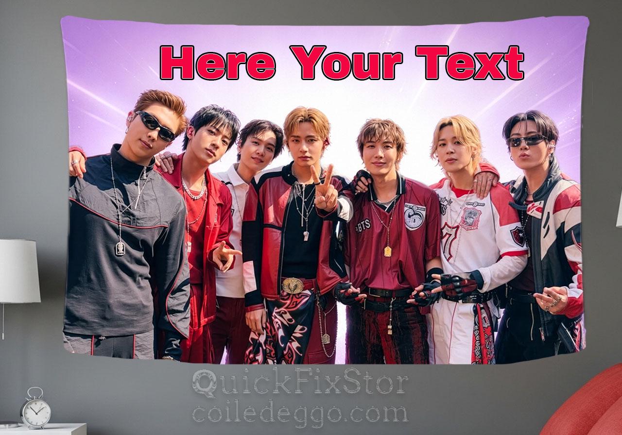 Bangtan Hanging Tapestry | FIFA BTS | Personalized Wall Art | Polyester Fabric | Ship Flag Banner