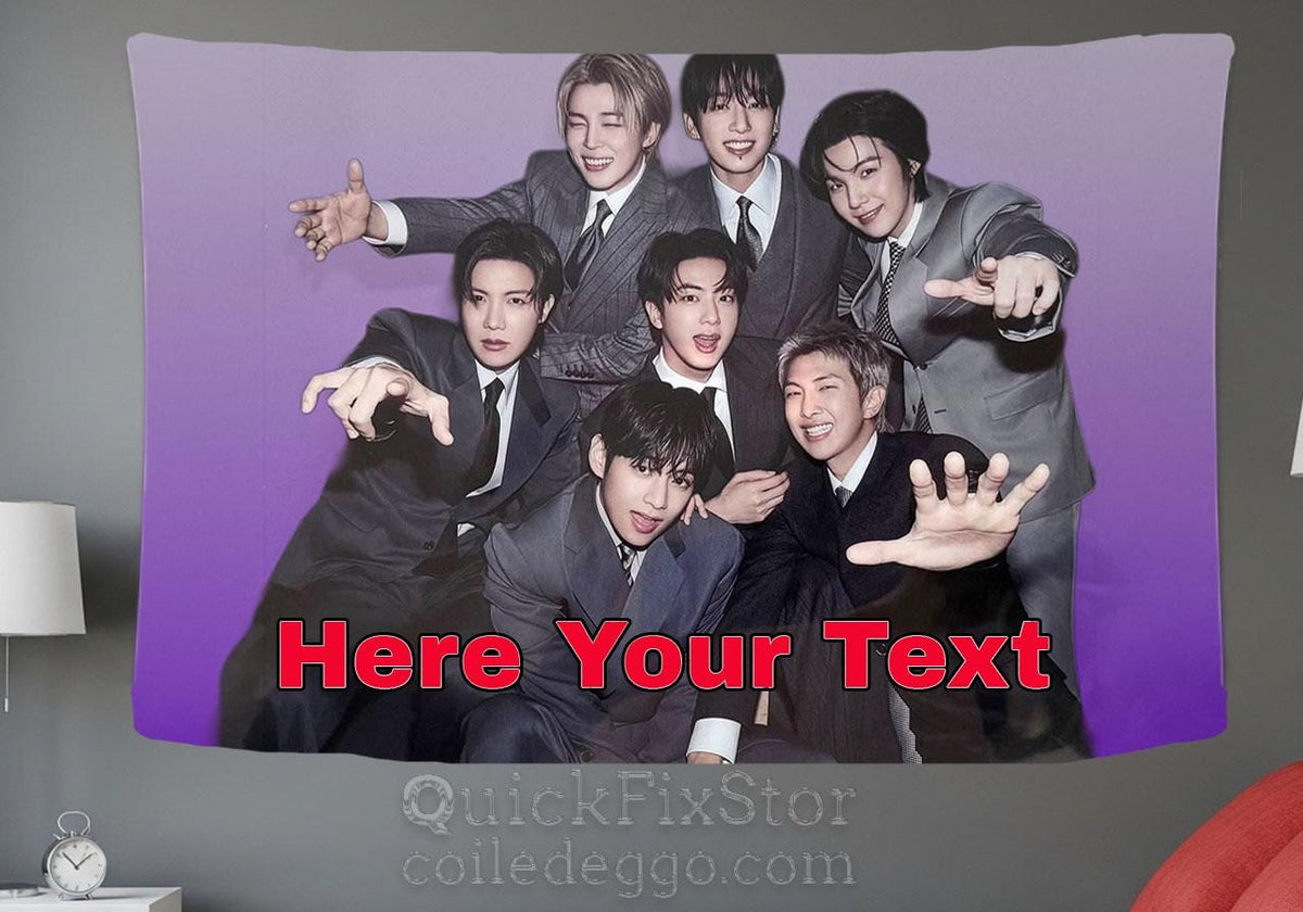 Bangtan Hanging Tapestry | Bantan Boys | Personalized Wall Art | Polyester Fabric | Ship Flag Banner