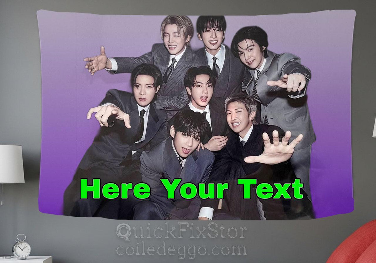Bangtan Hanging Tapestry | Bantan Boys | Personalized Wall Art | Polyester Fabric | Ship Flag Banner