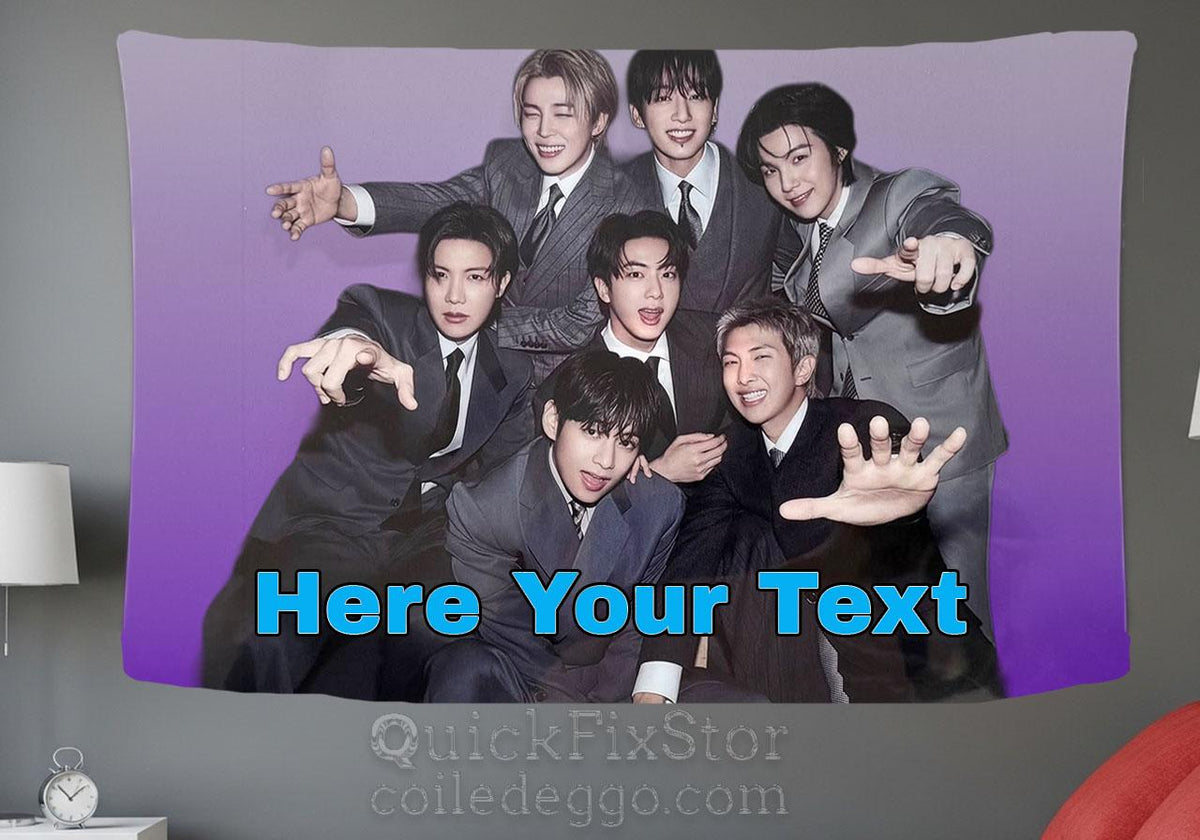 Bangtan Hanging Tapestry | Bantan Boys | Personalized Wall Art | Polyester Fabric | Ship Flag Banner