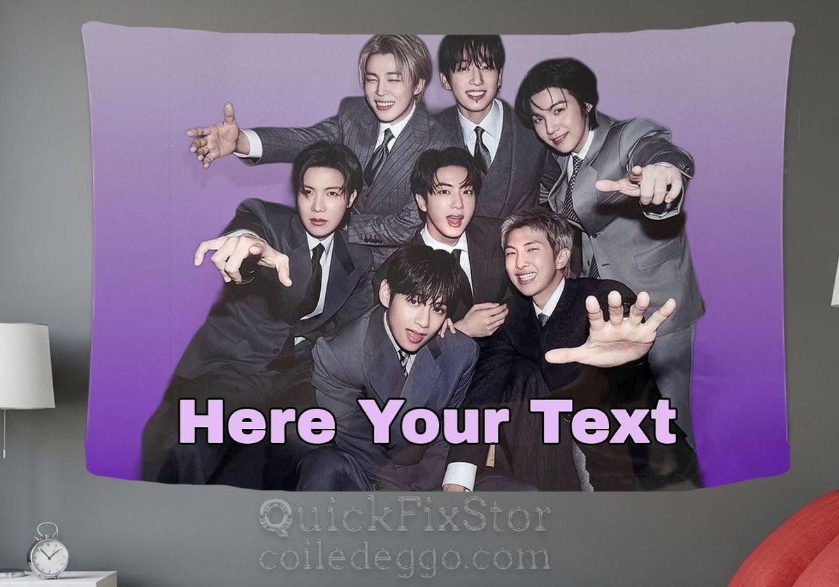Bangtan Hanging Tapestry | Bantan Boys | Personalized Wall Art | Polyester Fabric | Ship Flag Banner