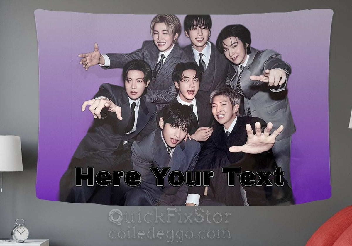 Bangtan Hanging Tapestry | Bantan Boys | Personalized Wall Art | Polyester Fabric | Ship Flag Banner