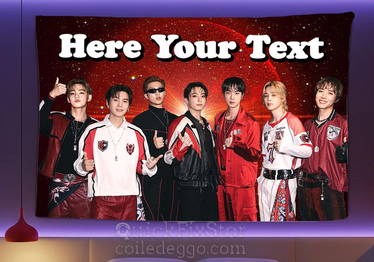 Bangtan Hanging Tapestry | FIFA BTS | Personalized Wall Art | Polyester Fabric | Ship Flag Banner