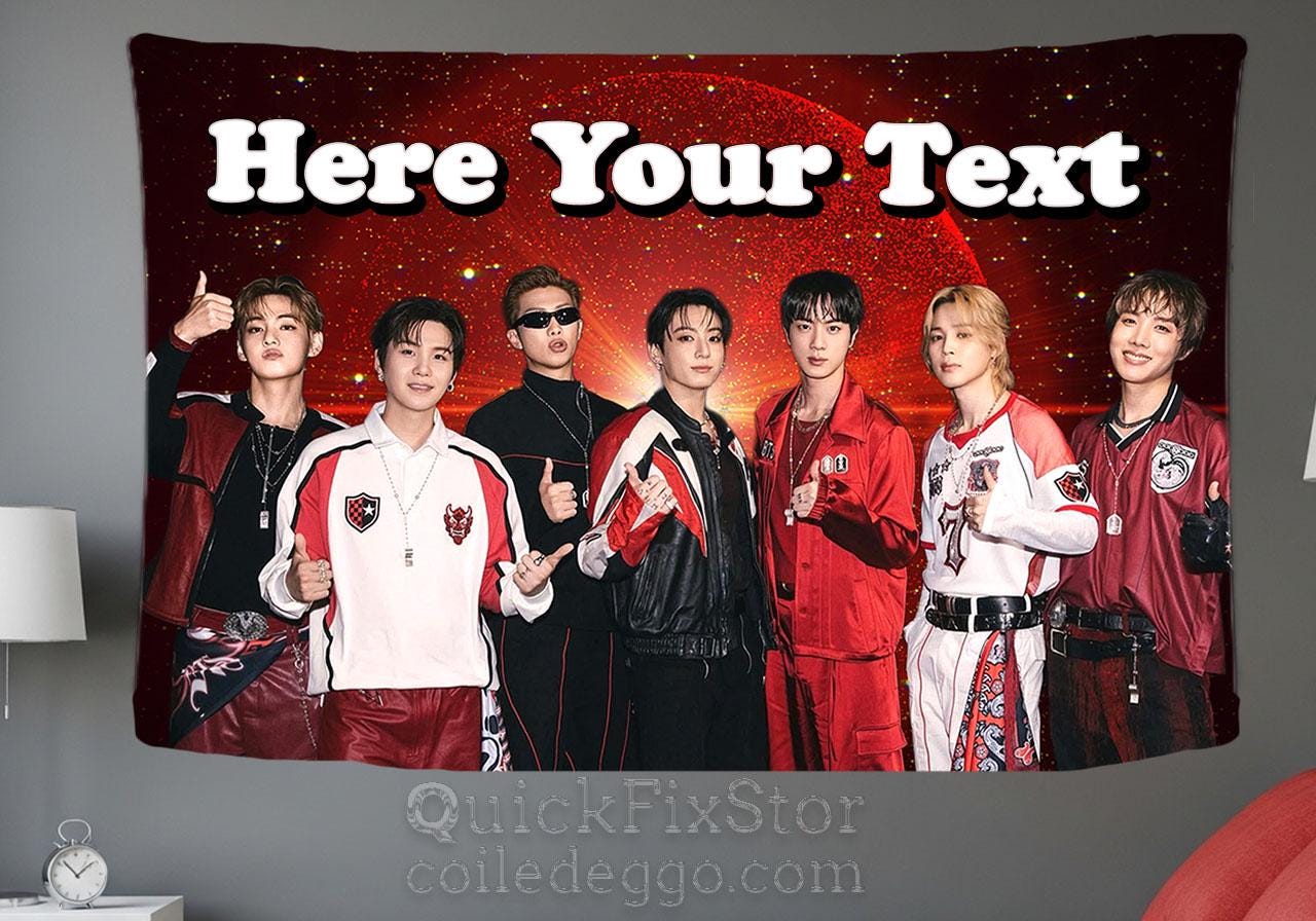 Bangtan Hanging Tapestry | FIFA BTS | Personalized Wall Art | Polyester Fabric | Ship Flag Banner