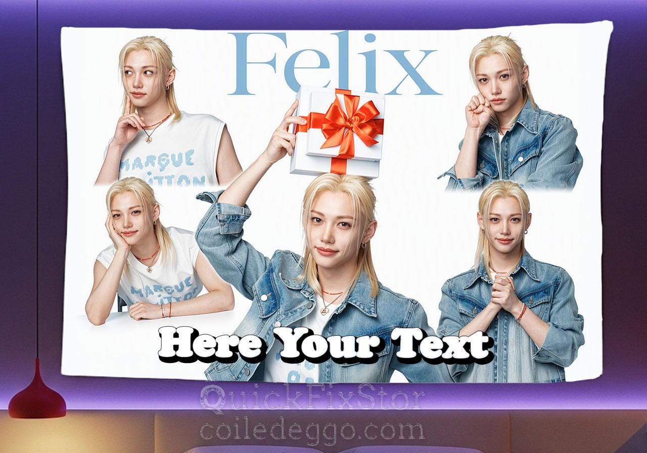 Felix Hanging Tapestry | Stray Kids | Personalized Wall Art | Polyester Fabric | Ship Flag Banner