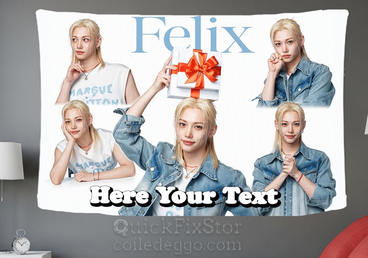 Felix Hanging Tapestry | Stray Kids | Personalized Wall Art | Polyester Fabric | Ship Flag Banner