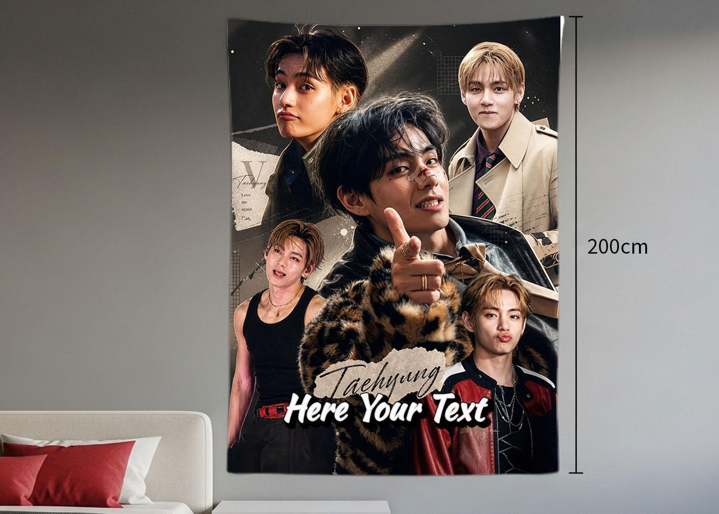 Taehyung Hanging Tapestry | Bantan Boys | Personalized Wall Art | Polyester Fabric | Ship Flag Banner