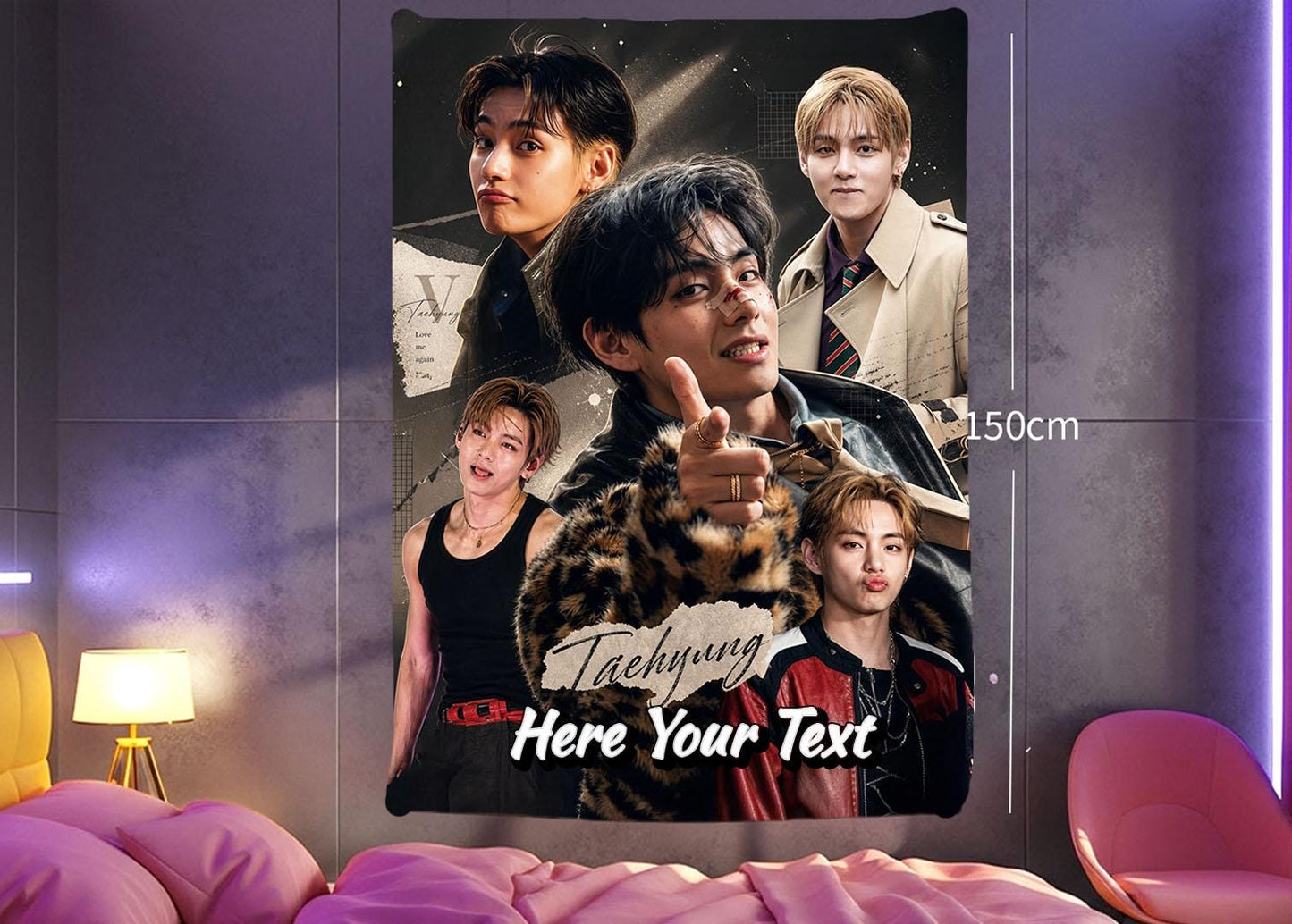 Taehyung Hanging Tapestry | Bantan Boys | Personalized Wall Art | Polyester Fabric | Ship Flag Banner