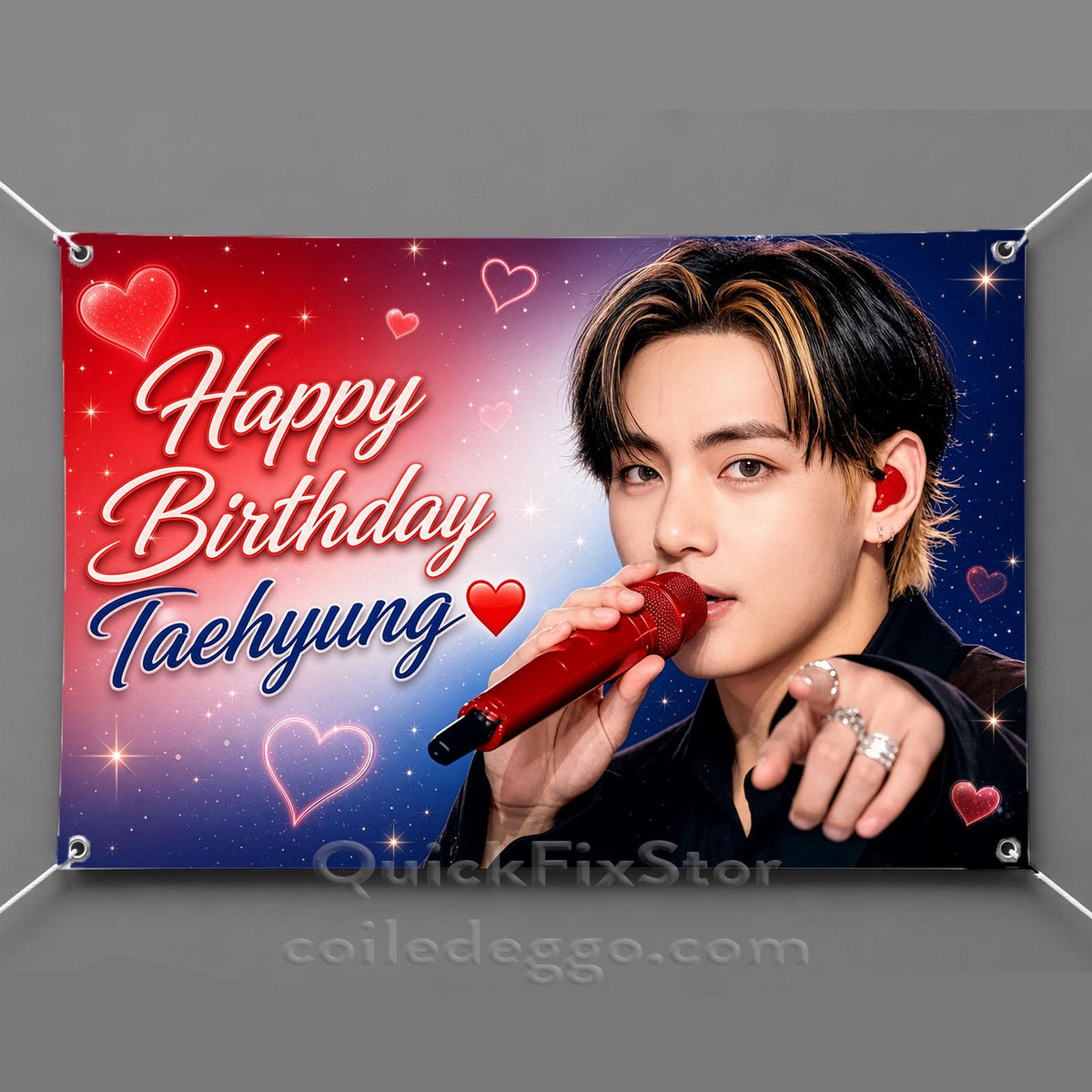 Taehyung Birthday Wall Banner | Custom Fan Tapestry | K-Pop Room Decor, Dorm Decor & Gift