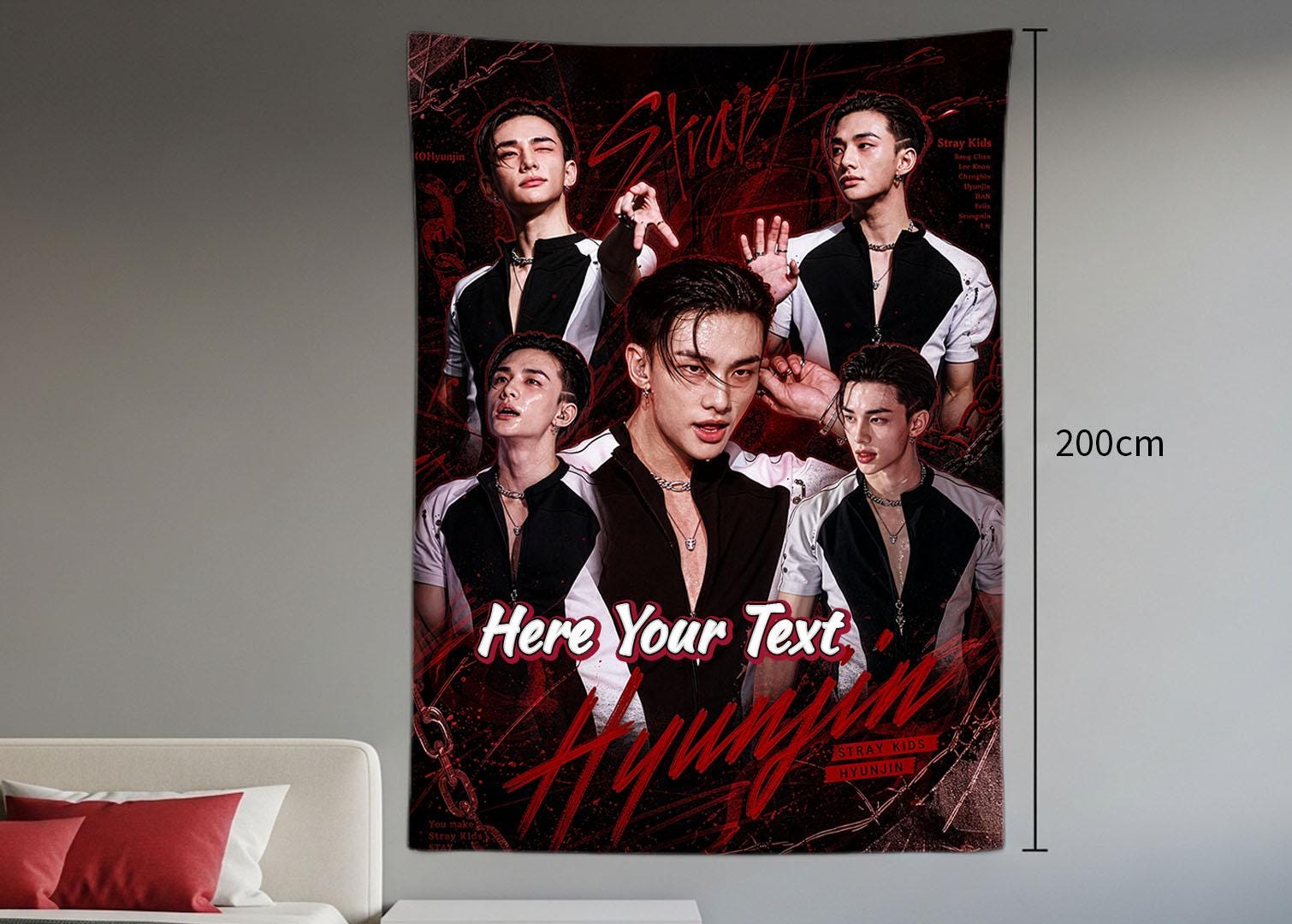 Hyunjin Hanging Tapestry | Stray Kids | Personalized Wall Art | Polyester Fabric | Ship Flag Banner