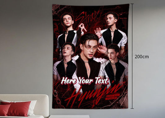 Hyunjin Hanging Tapestry | Stray Kids | Personalized Wall Art | Polyester Fabric | Ship Flag Banner