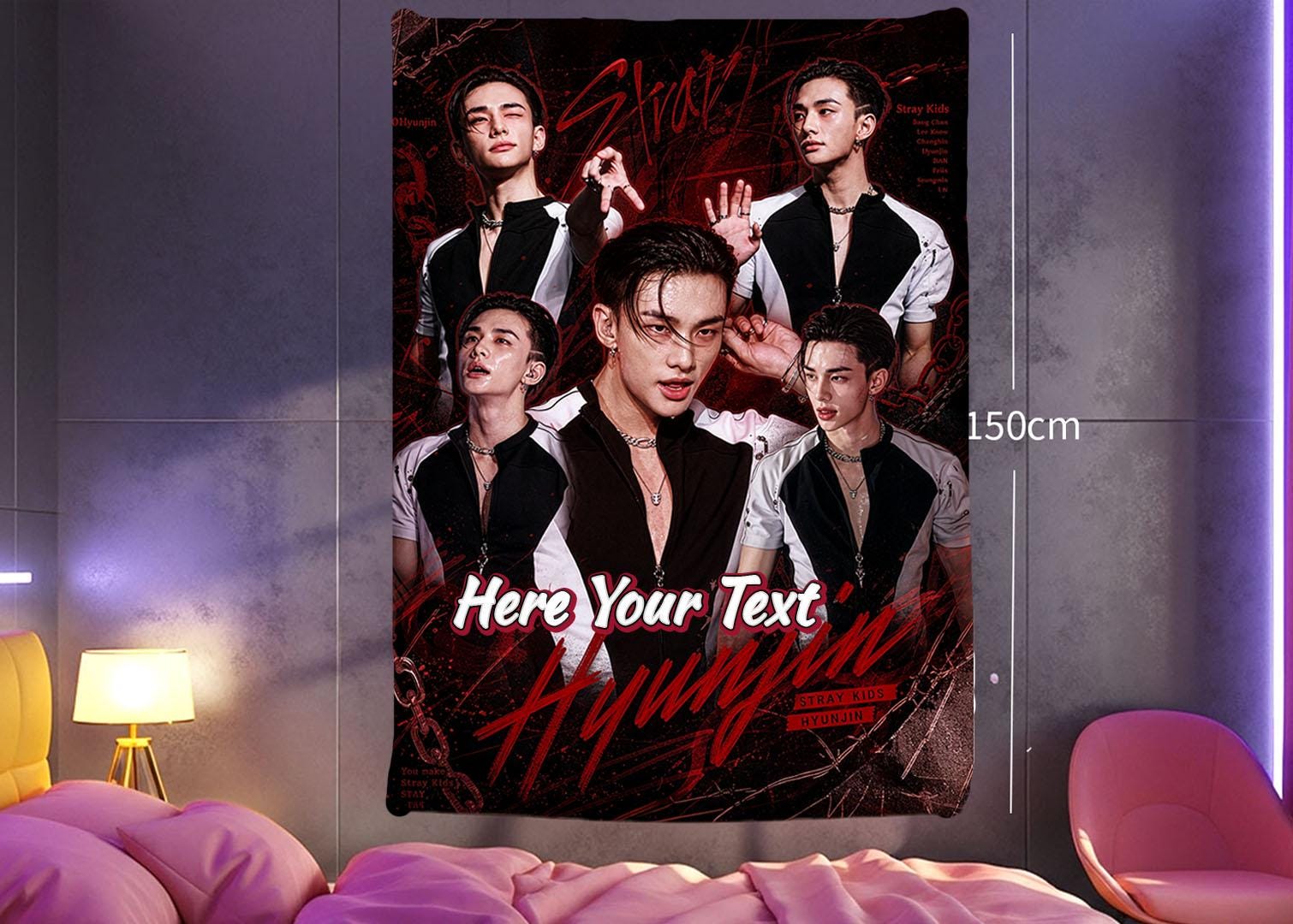 Hyunjin Hanging Tapestry | Stray Kids | Personalized Wall Art | Polyester Fabric | Ship Flag Banner