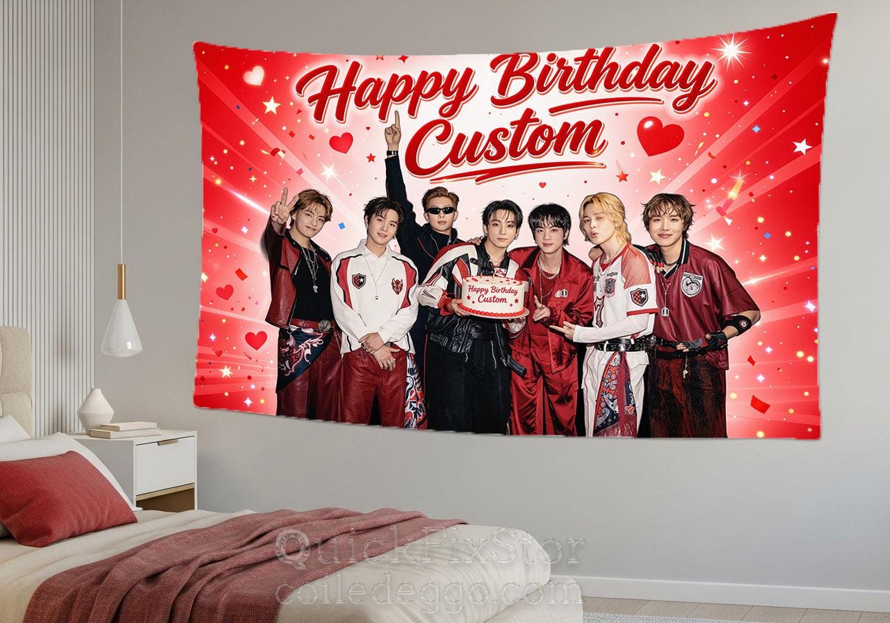 Bangtan Hanging Tapestry | FIFA BTS | Personalized Wall Art | Polyester Fabric | Ship Flag Banner