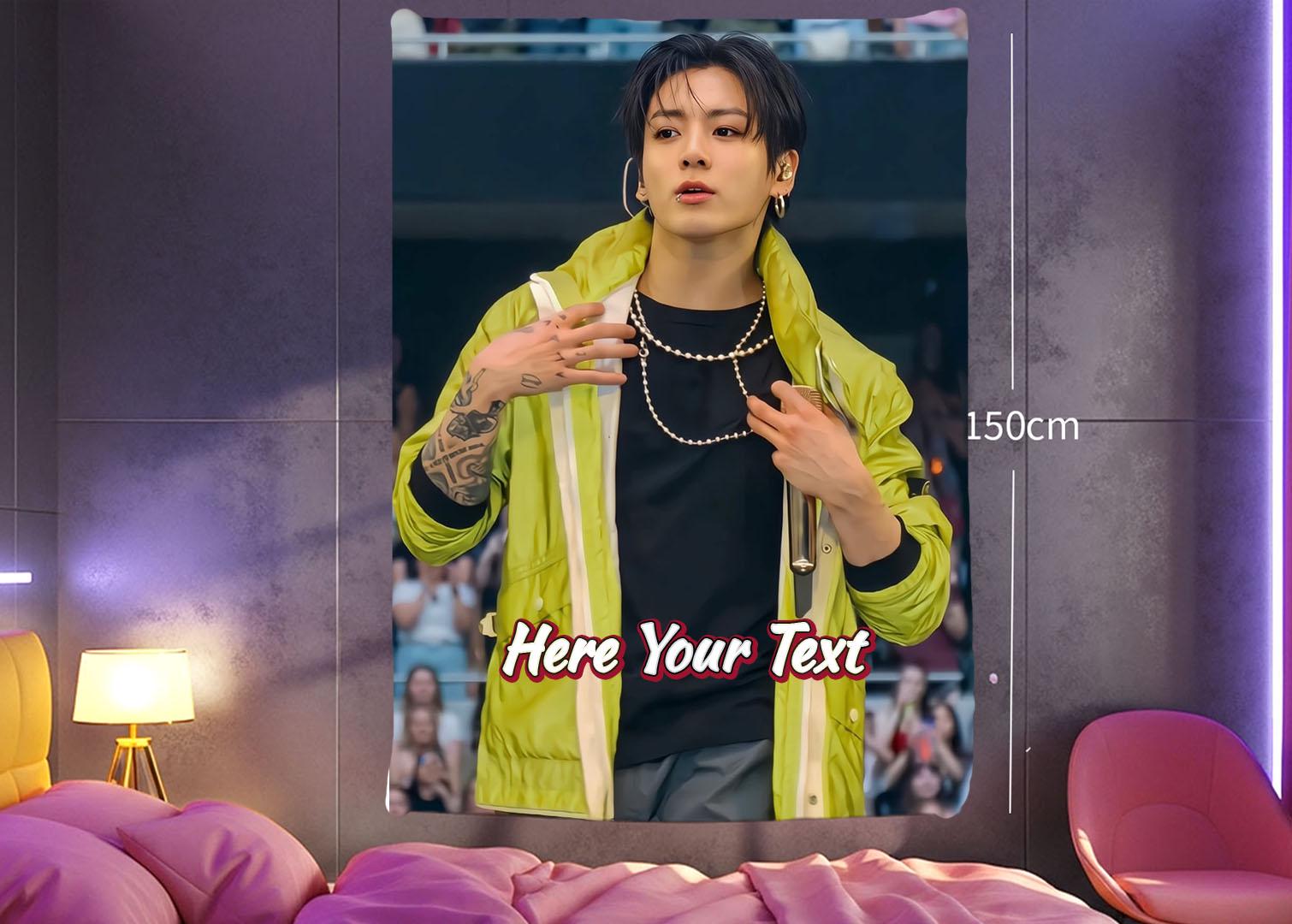 Jungkook Hanging Tapestry | Bantan Boys | Personalized Wall Art | Polyester Fabric | Ship Flag Banner