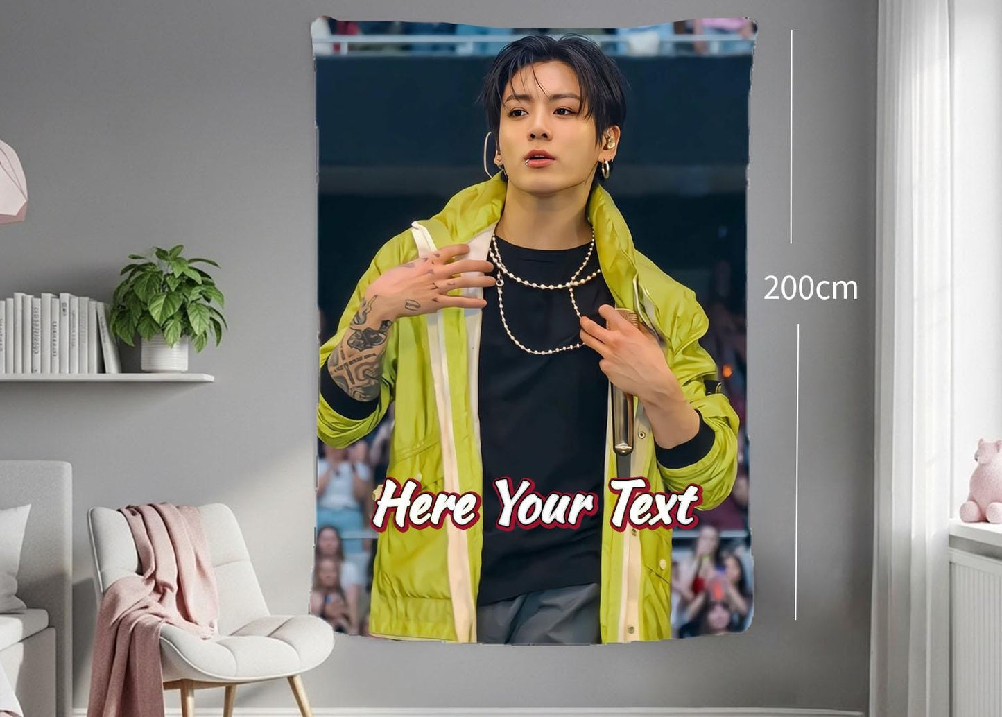 Jungkook Hanging Tapestry | Bantan Boys | Personalized Wall Art | Polyester Fabric | Ship Flag Banner