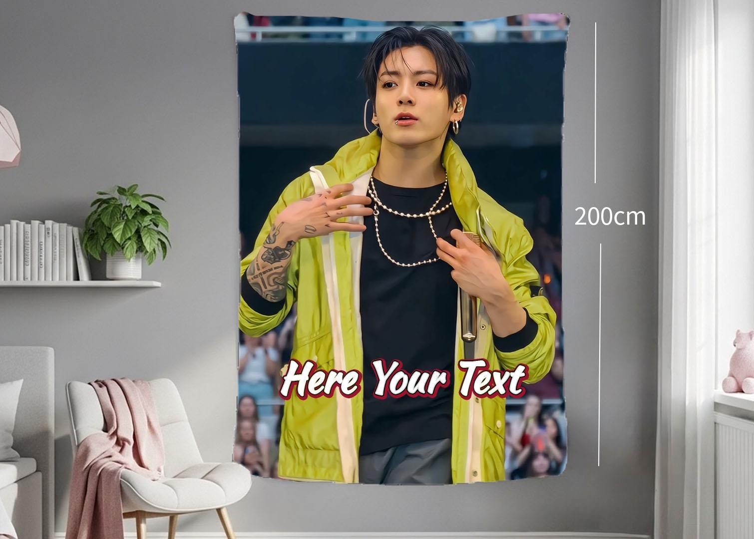Jungkook Hanging Tapestry | Bantan Boys | Personalized Wall Art | Polyester Fabric | Ship Flag Banner
