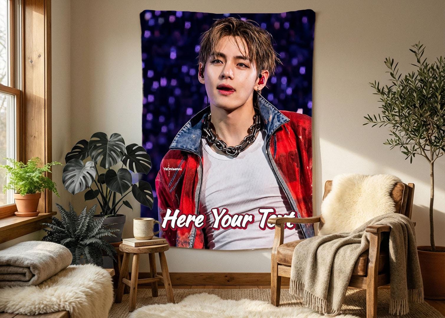 Taehyung Hanging Tapestry | Bantan Boys | Personalized Wall Art | Polyester Fabric | Ship Flag Banner